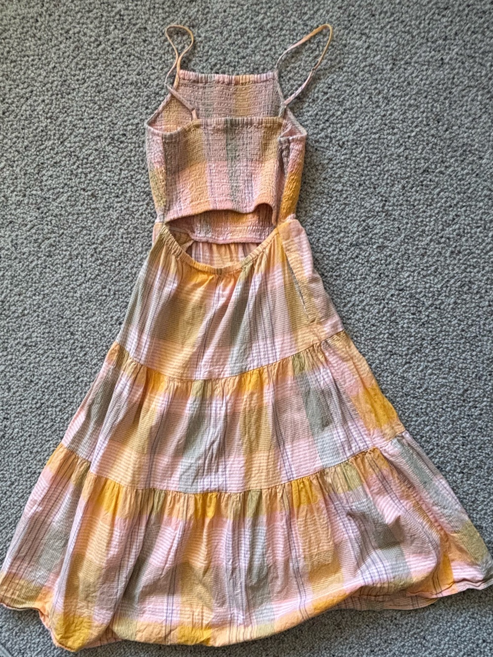 Universal Thread Pink & Mustard Smocked Tiered Maxi Dress- size XS - Picture 5 of 7